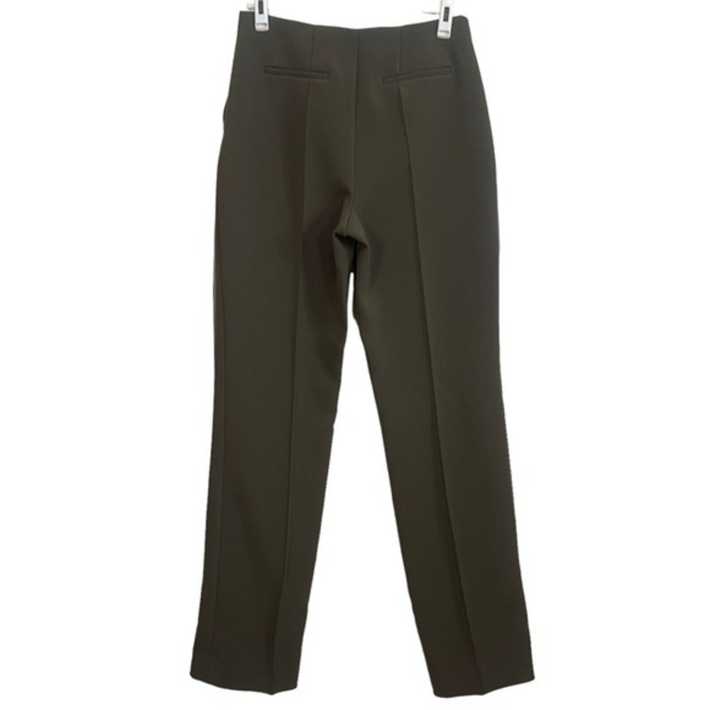 DIANE VON FURSTENBERG Olive Green Pleated-Front Straight Leg‎ Crepe Pant Size 8 - Picture 3 of 7